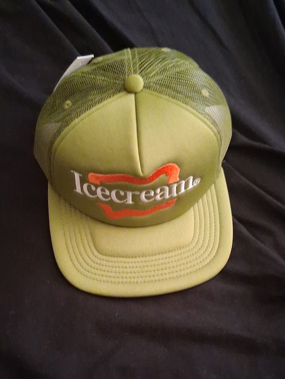 Icecream Olive Green Cap with Orange Logo Accent